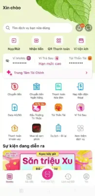 Sự đa dạng là ưu điểm của Momo không thể bàn cãi . Người dùng có thể làm gần như mọi thứ trên một ứng dụng duy nhất trong ví Momo.